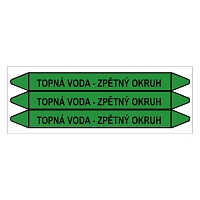 Značení potrubí, topná voda - zpětný okruh,3 ks, 355 × 37 mm